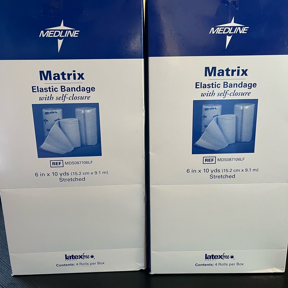 Elastic Bandages w self closure, 4 rolls per box. Latex free